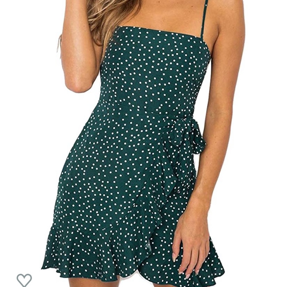 Green polka dot dress